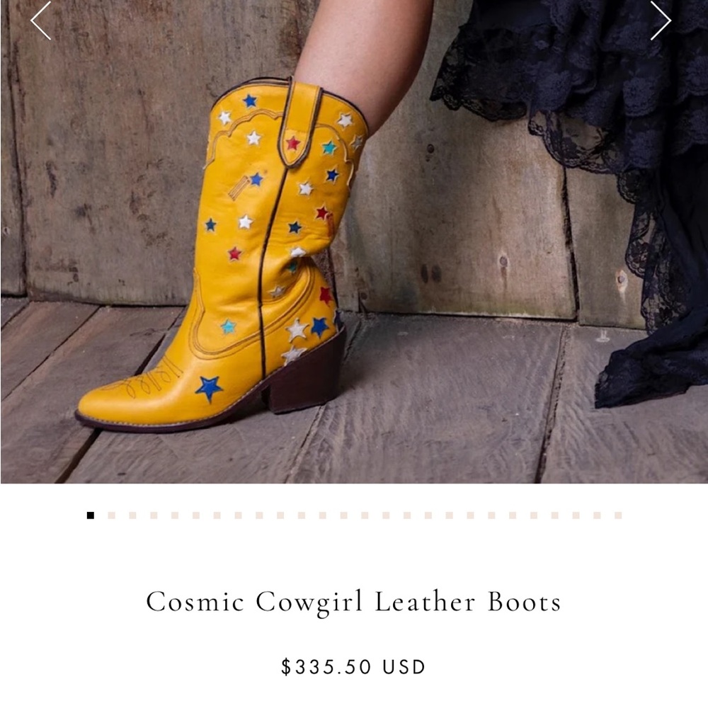 Chasing Unicorns Yellow Leather Cowboy Boots with Multicolor Star Appliqués